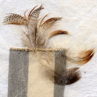 silk fusion with hankie and embedded ribbon and feather